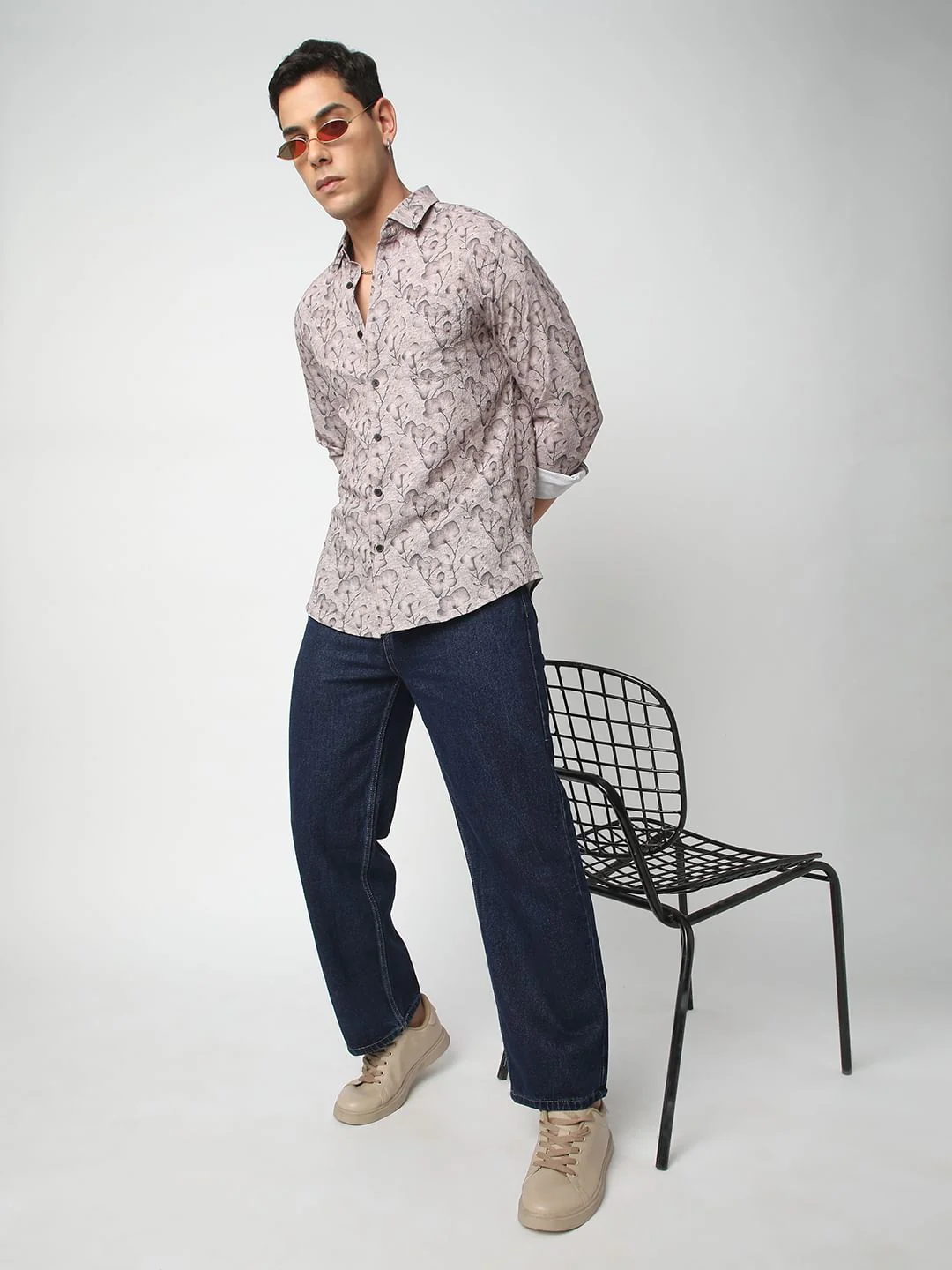 Artistic Floral Printed Crushed Shirt - Image 7