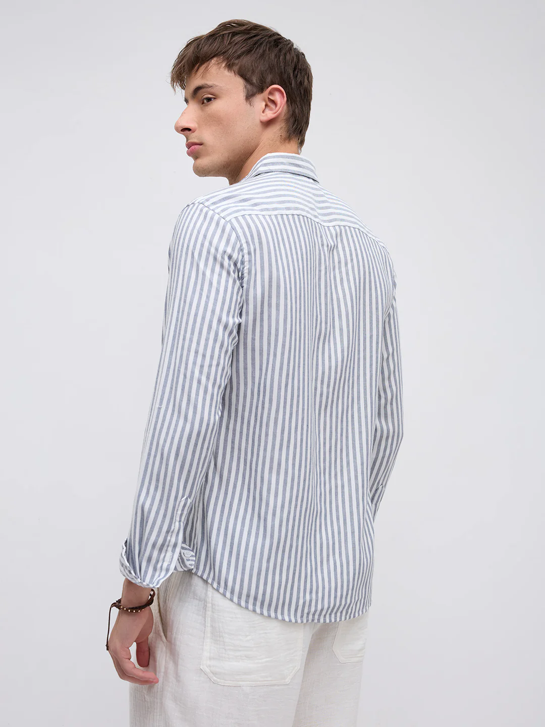 Ash Grey Candy Striped Vacation Shirt - Image 7