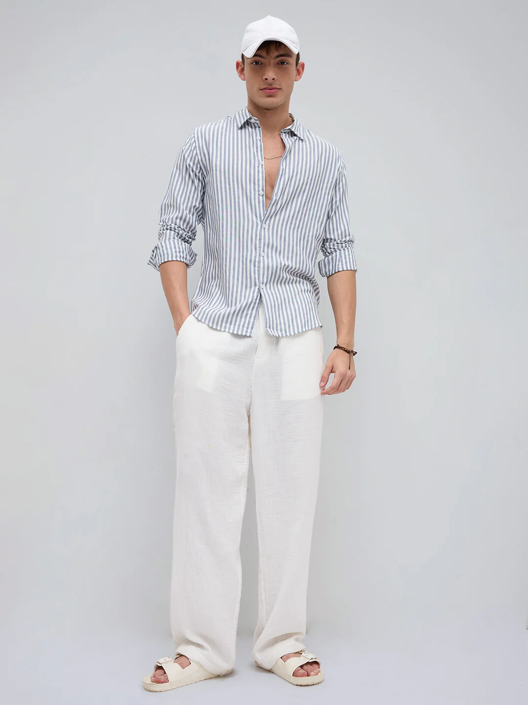 Ash Grey Candy Striped Vacation Shirt - Image 8