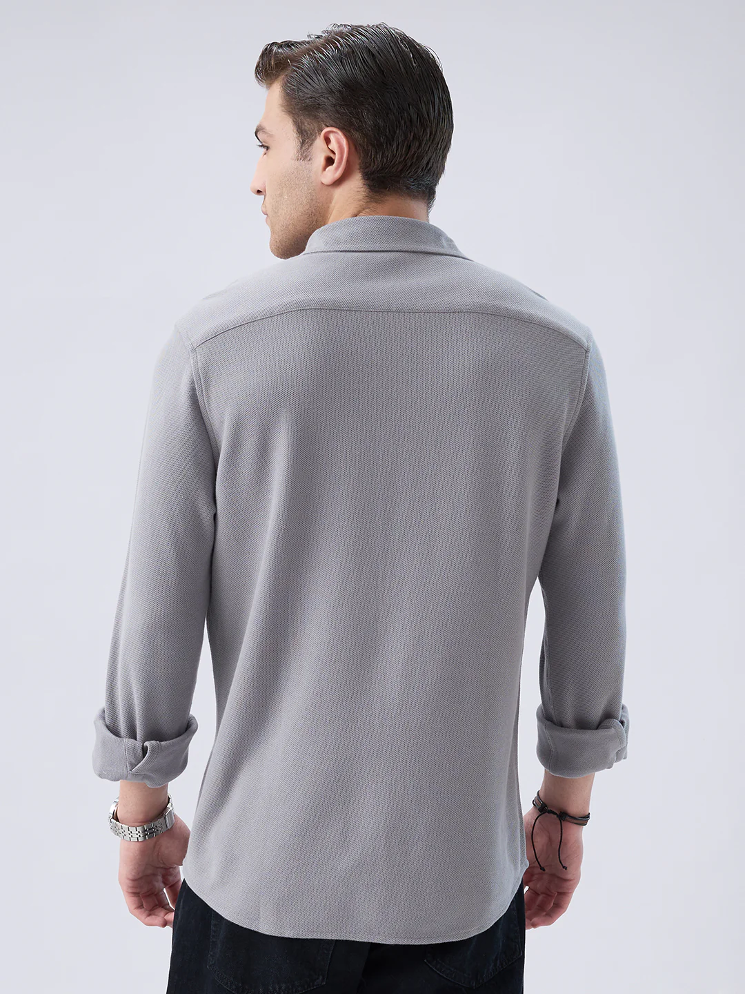 Ash Grey Crest Soft Weave Knit Shirt - Image 7