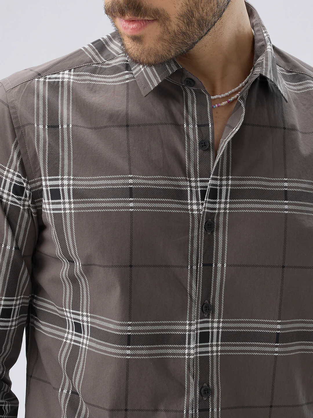 Ash Grey Everyday Plaid Checks Shirt - Image 3