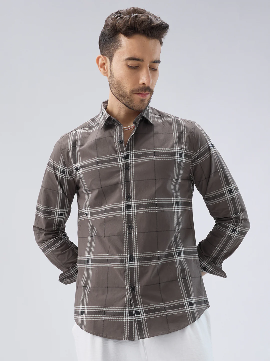 Ash Grey Everyday Plaid Checks Shirt - Image 4