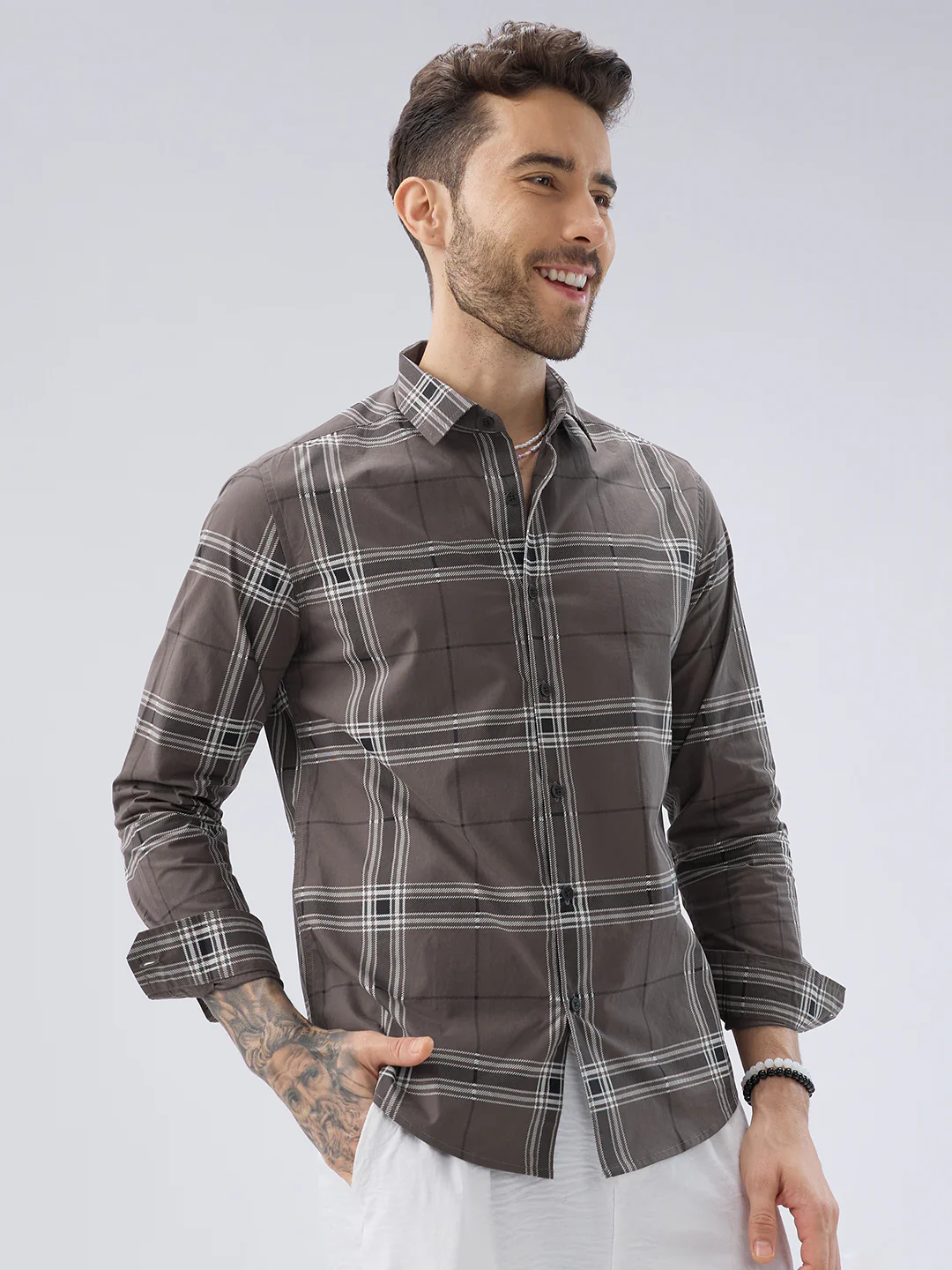 Ash Grey Everyday Plaid Checks Shirt - Image 5