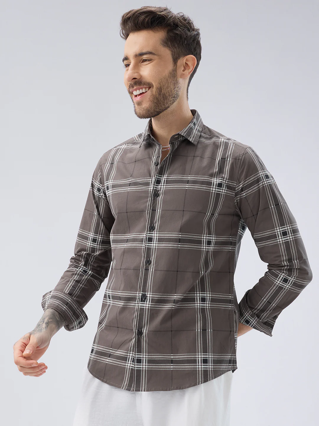 Ash Grey Everyday Plaid Checks Shirt - Image 6