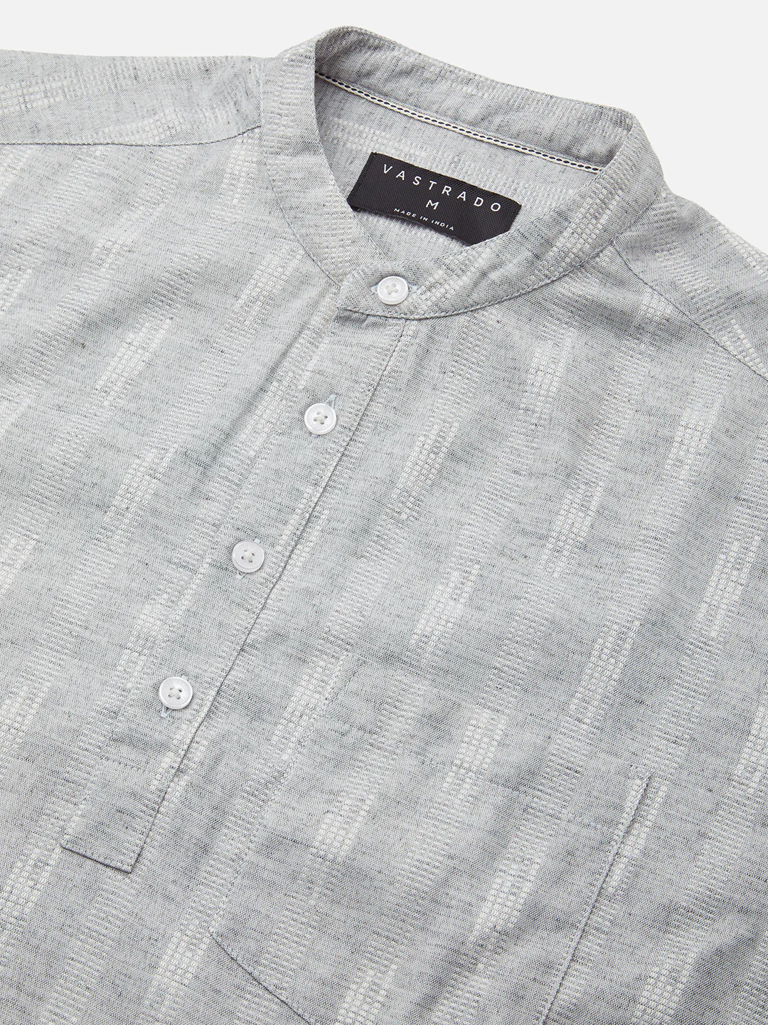 Ash Grey Linear Textured Kurta - Image 3