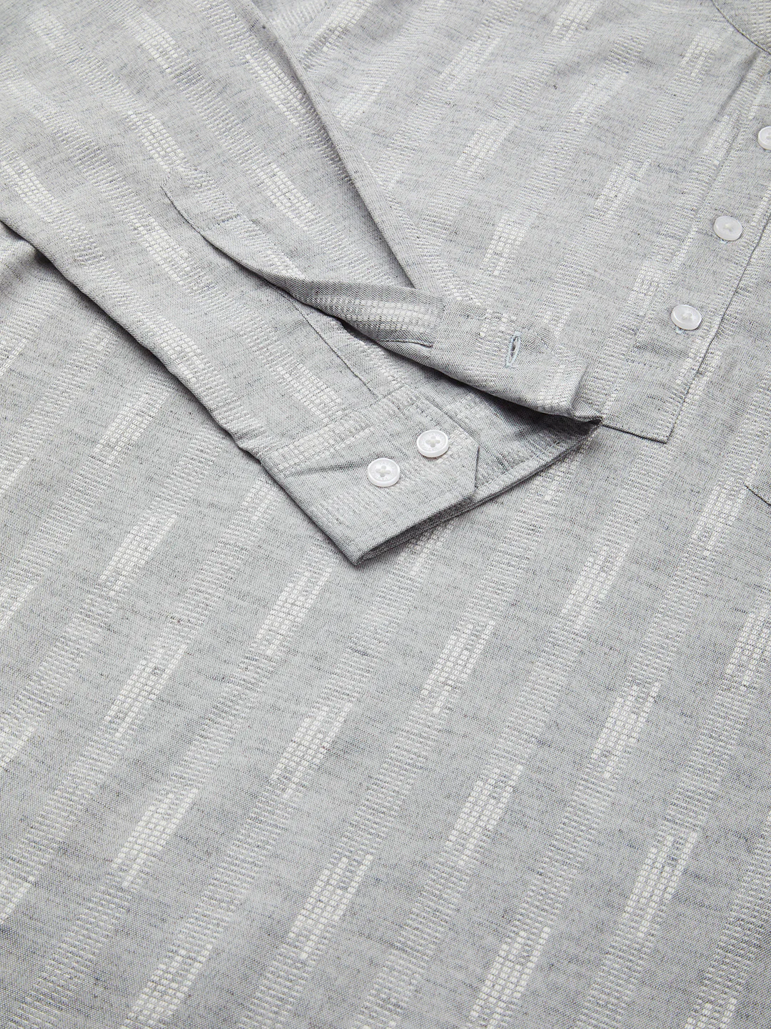 Ash Grey Linear Textured Kurta - Image 8