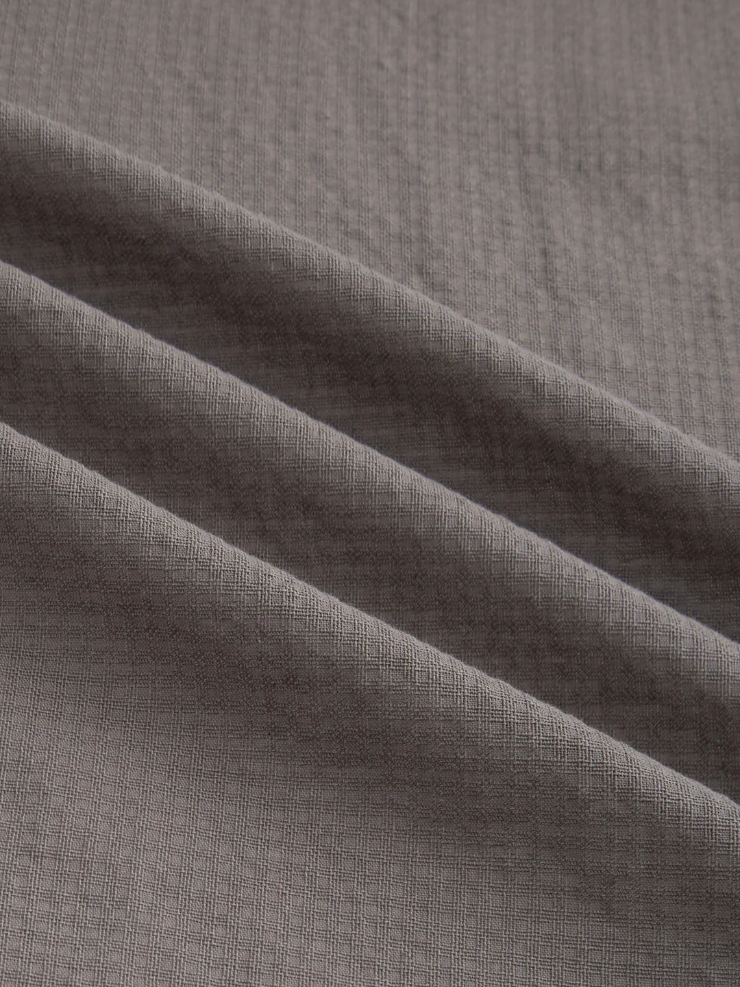 Ash Grey Micro Checked Weave Boxy Fit Crop Shirt - Image 3