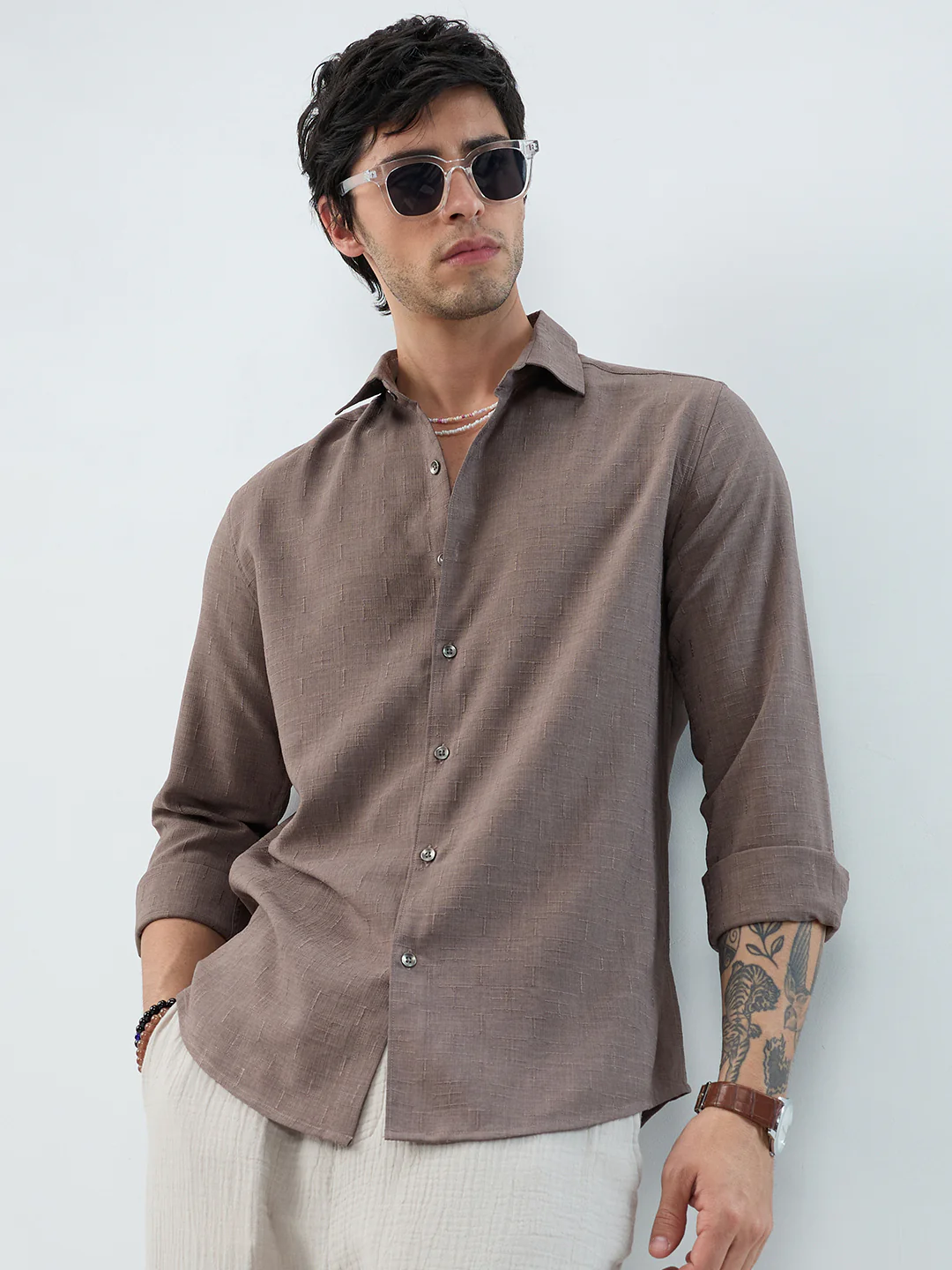 Ash Grey Minimal Textured Everyday Shirt - Image 2