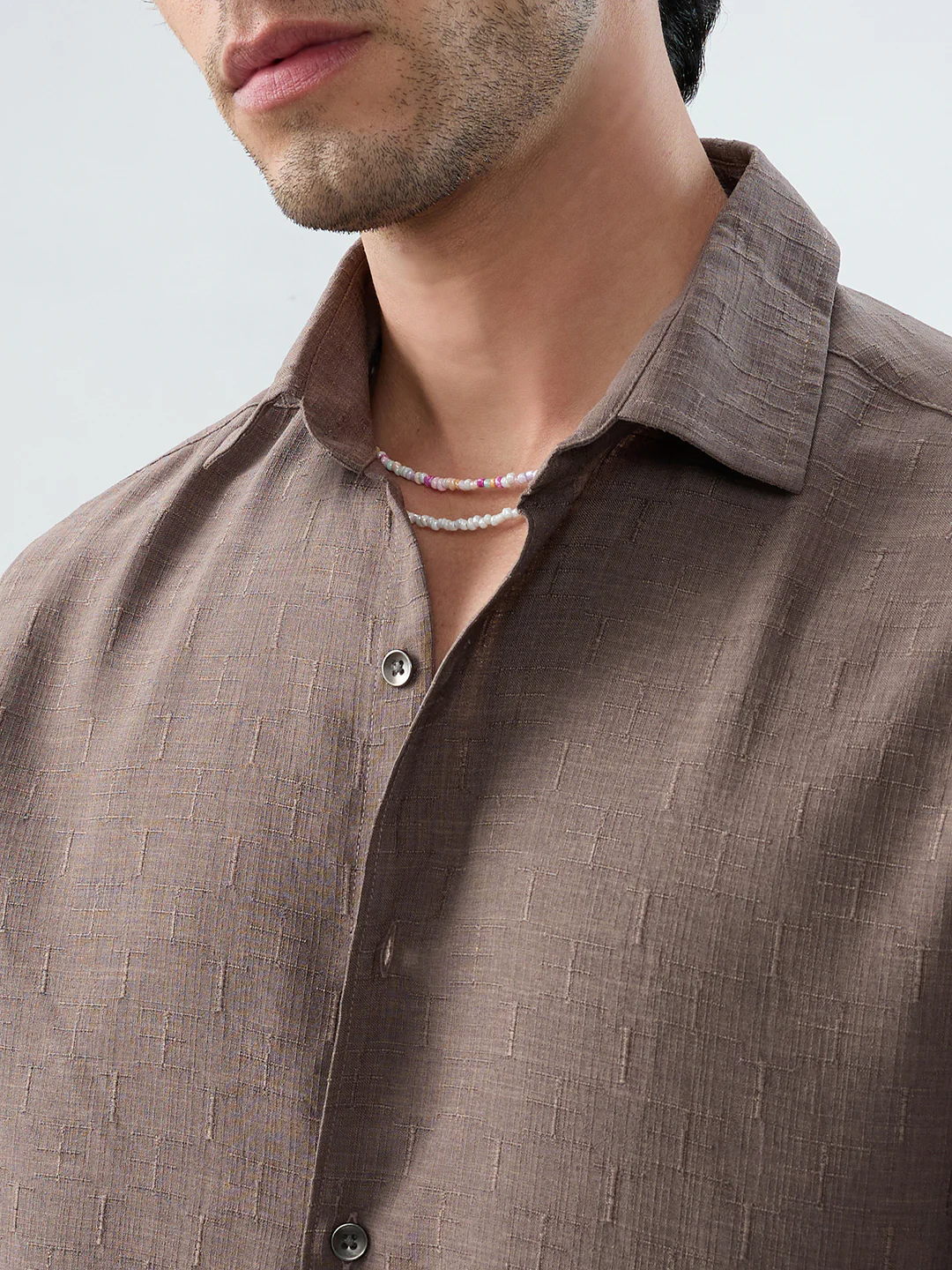Ash Grey Minimal Textured Everyday Shirt - Image 3