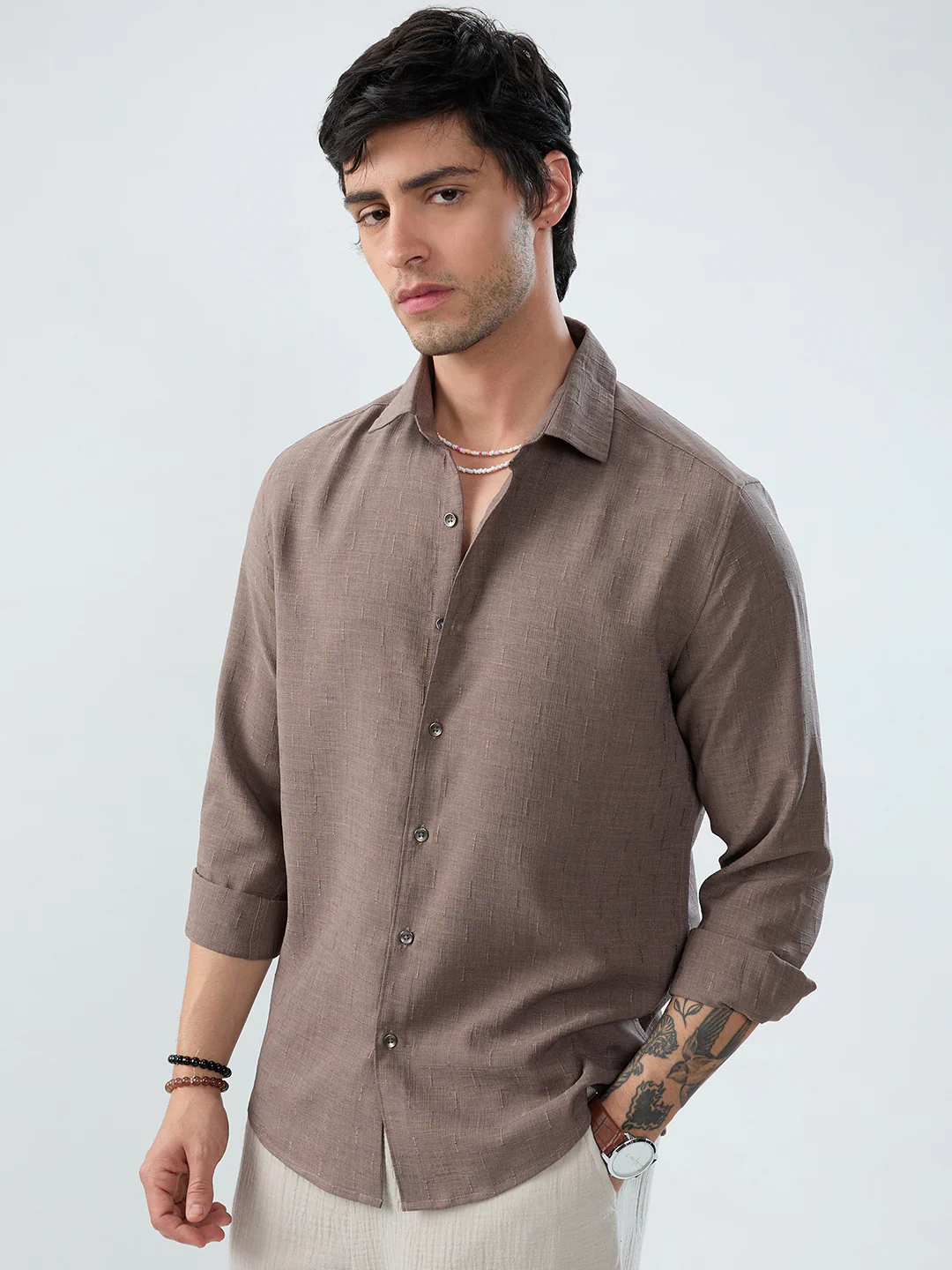 Ash Grey Minimal Textured Everyday Shirt - Image 5