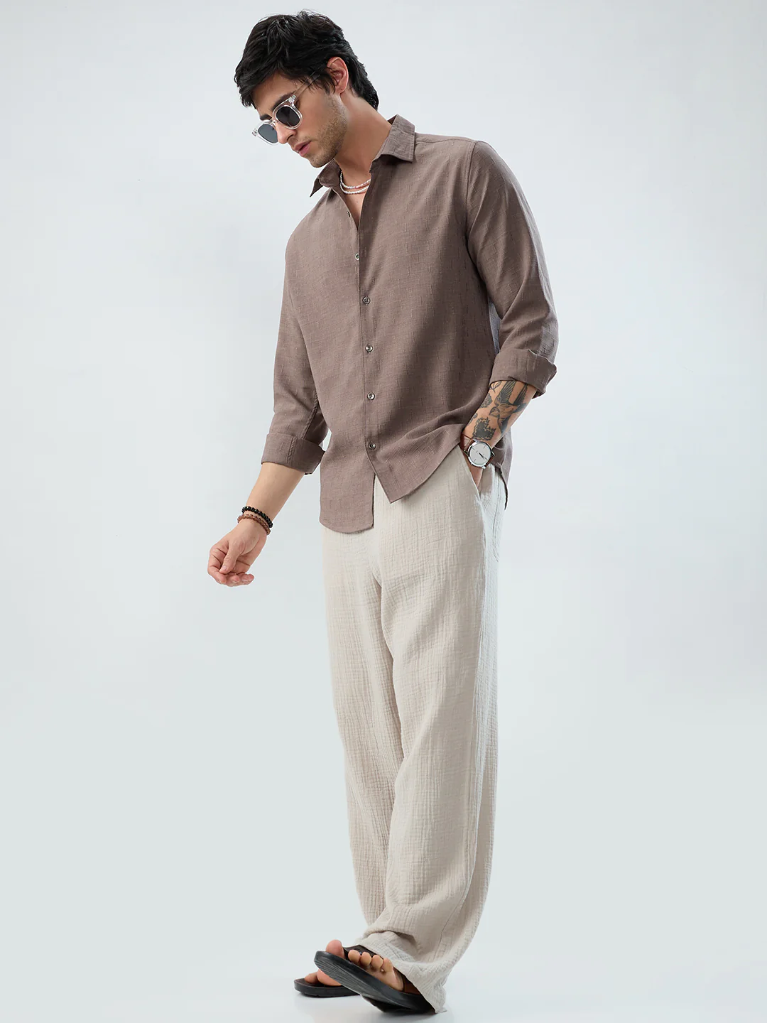 Ash Grey Minimal Textured Everyday Shirt - Image 7