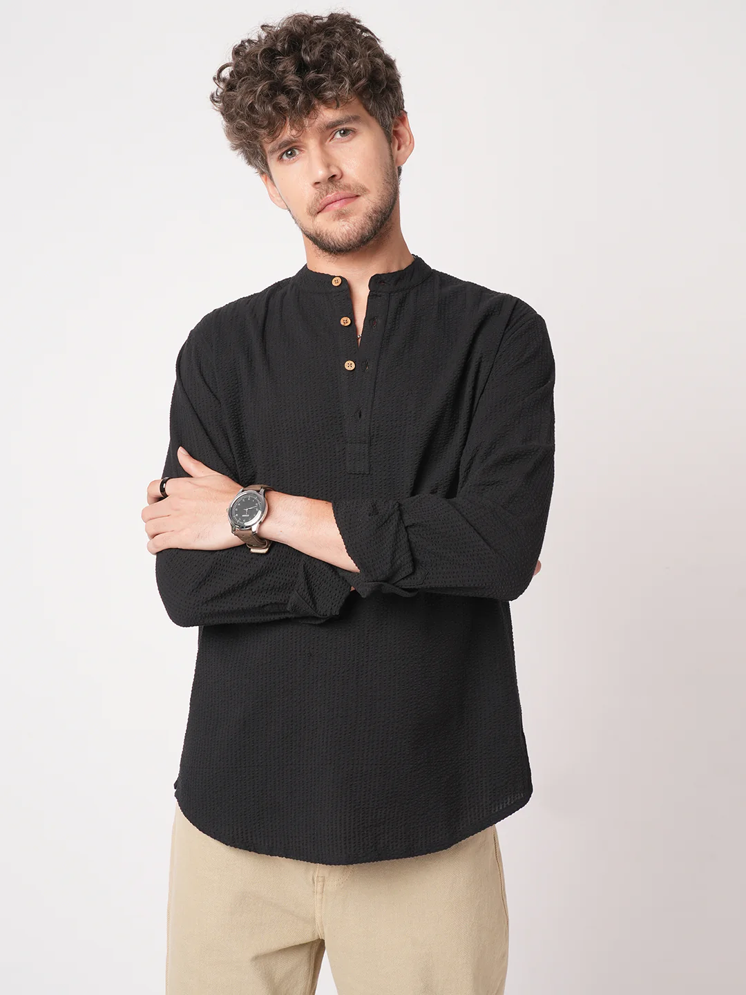 Ash Pinbar Black Seersucker Kurta - Image 5