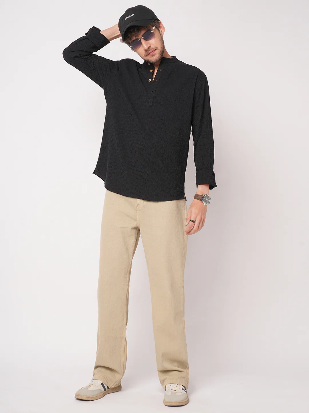 Ash Pinbar Black Seersucker Kurta - Image 8