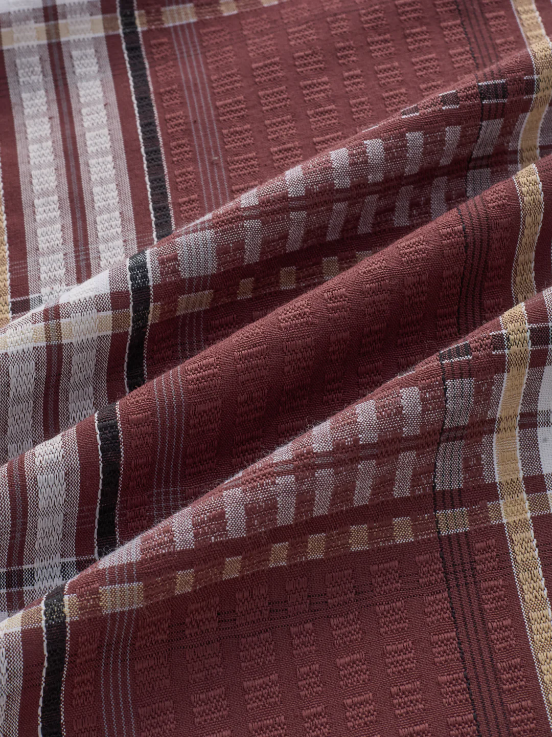 Autumn Brew Soft Textured Checks Maroon Shirt - Image 3
