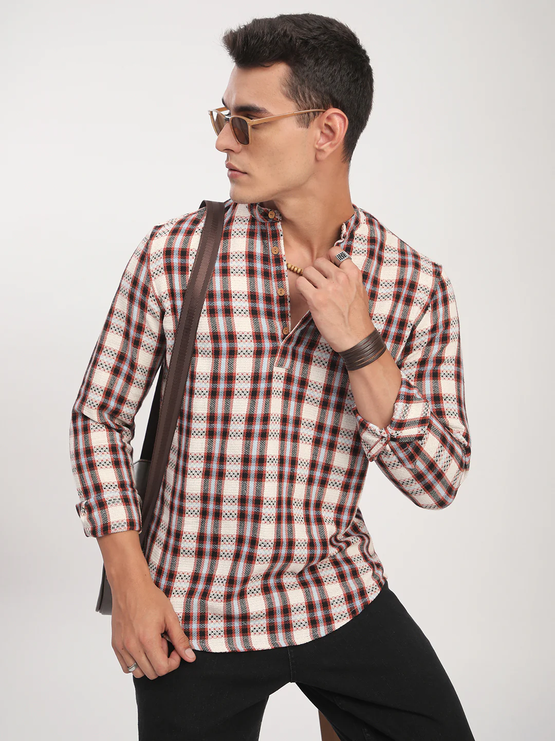 Autumn Grid Multicolor Checks Kurta - Image 2