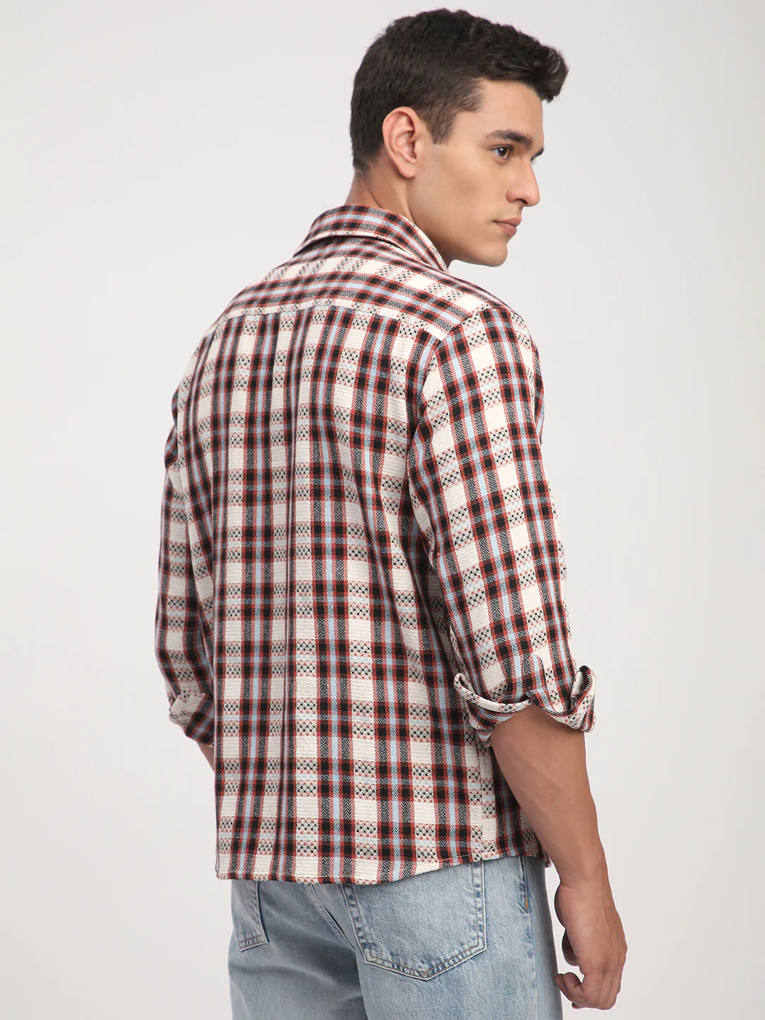 Autumn Grid Multicolour Checks Double Pocket Shirt - Image 6