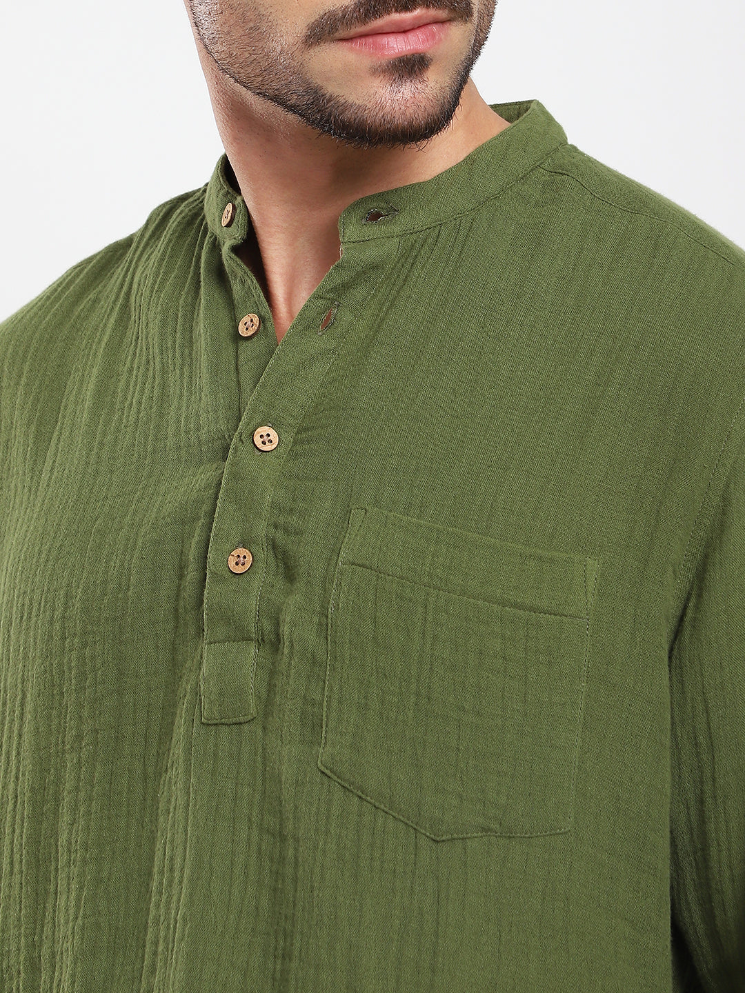 Autumn Olive Double Cloth Kurta - Image 3