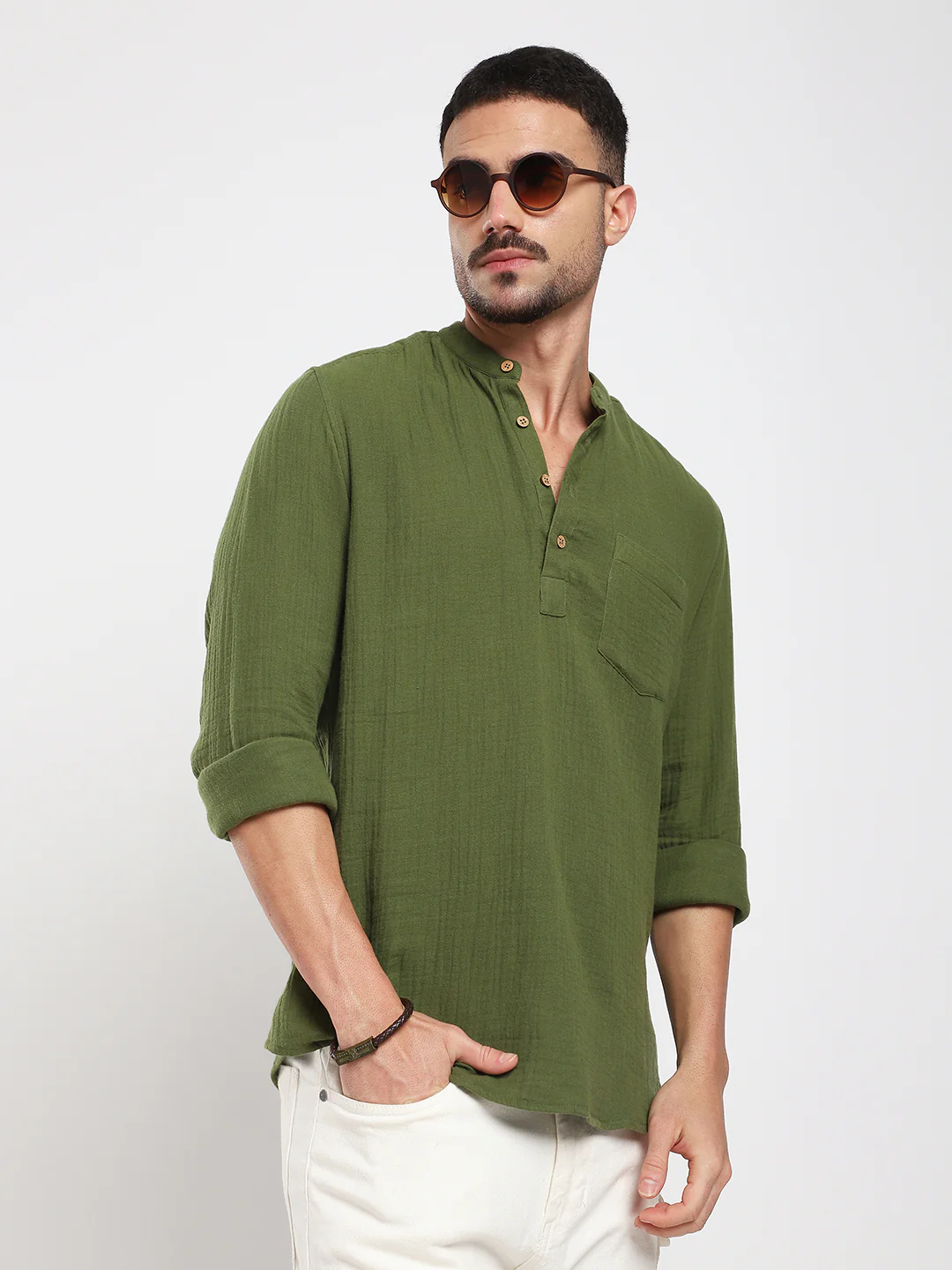 Autumn Olive Double Cloth Kurta - Image 4