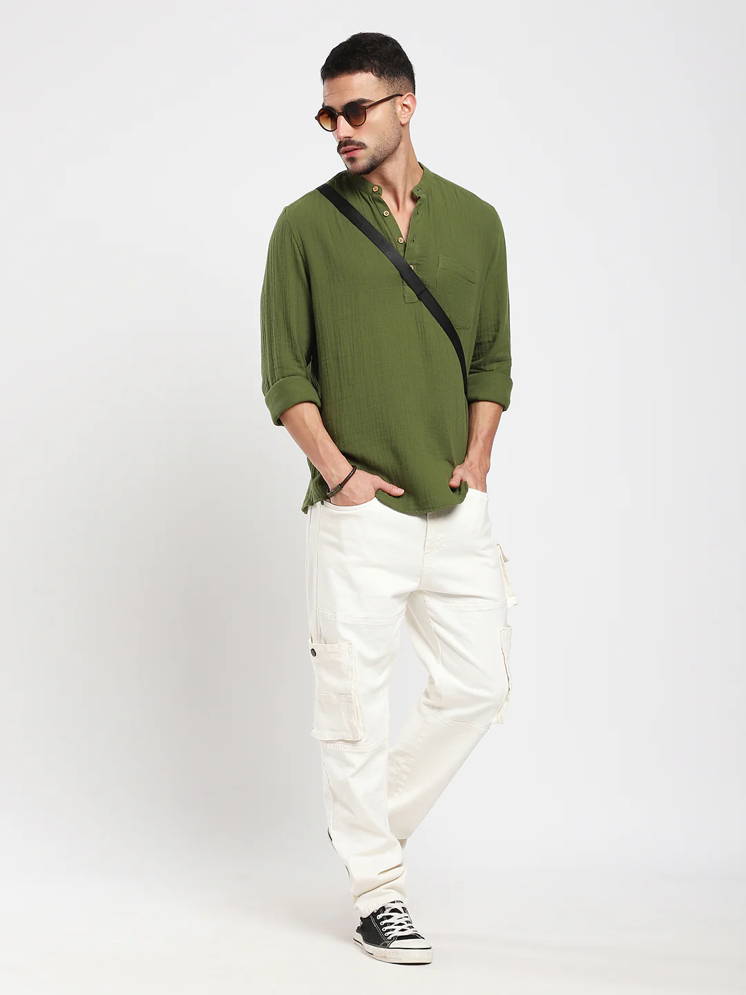 Autumn Olive Double Cloth Kurta - Image 6