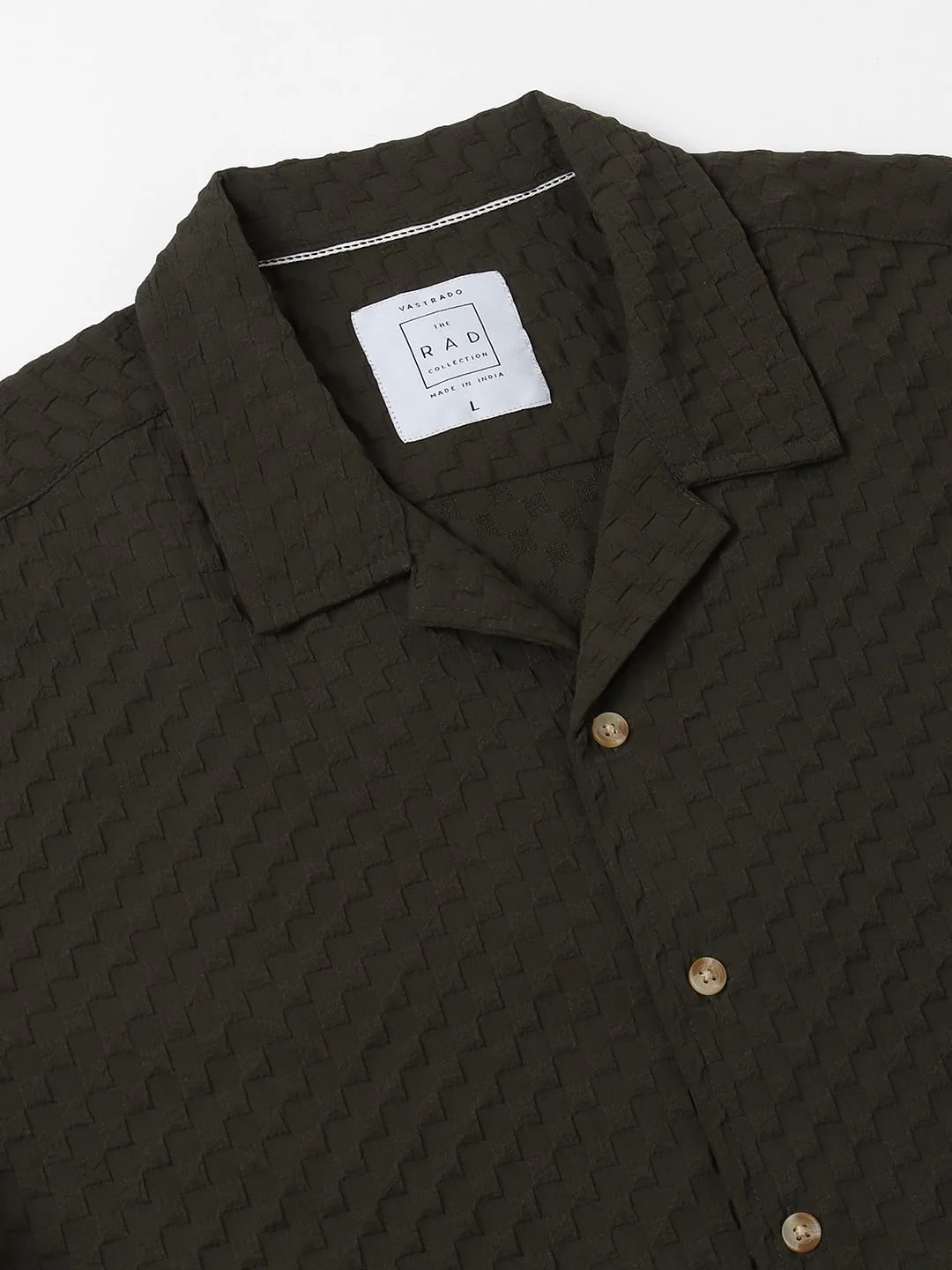 Avocado Green Embossed Patterned Oversized Shirt - Image 3