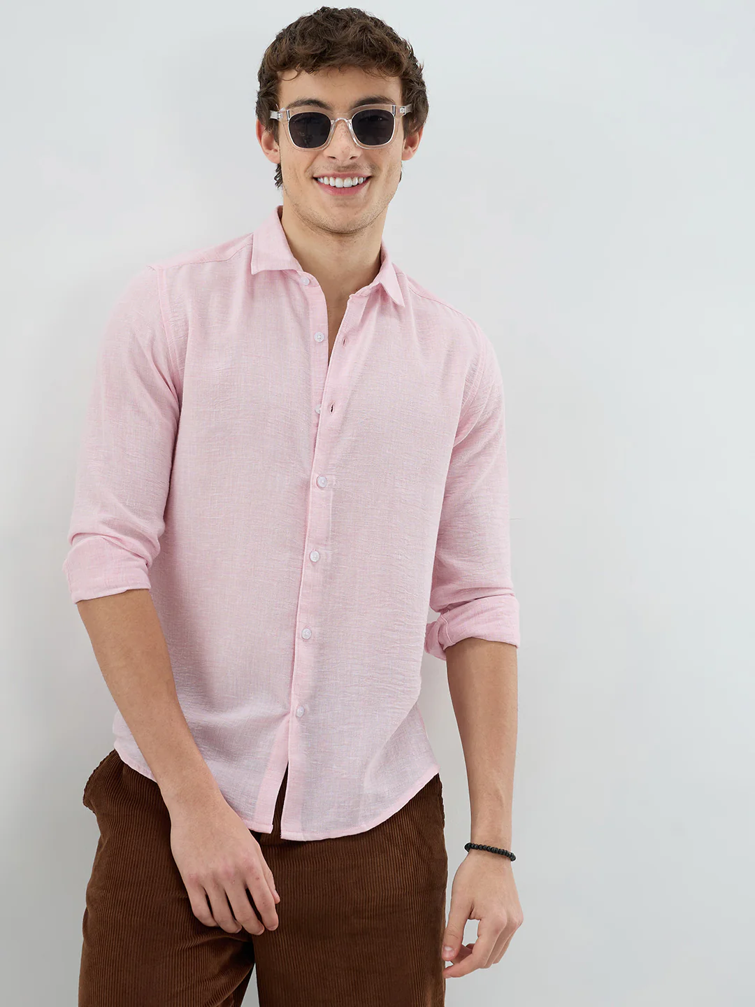 Baby Pink Crinkled Textured Shirt - Image 2