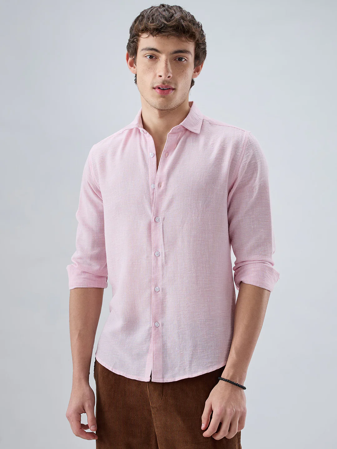 Baby Pink Crinkled Textured Shirt - Image 5