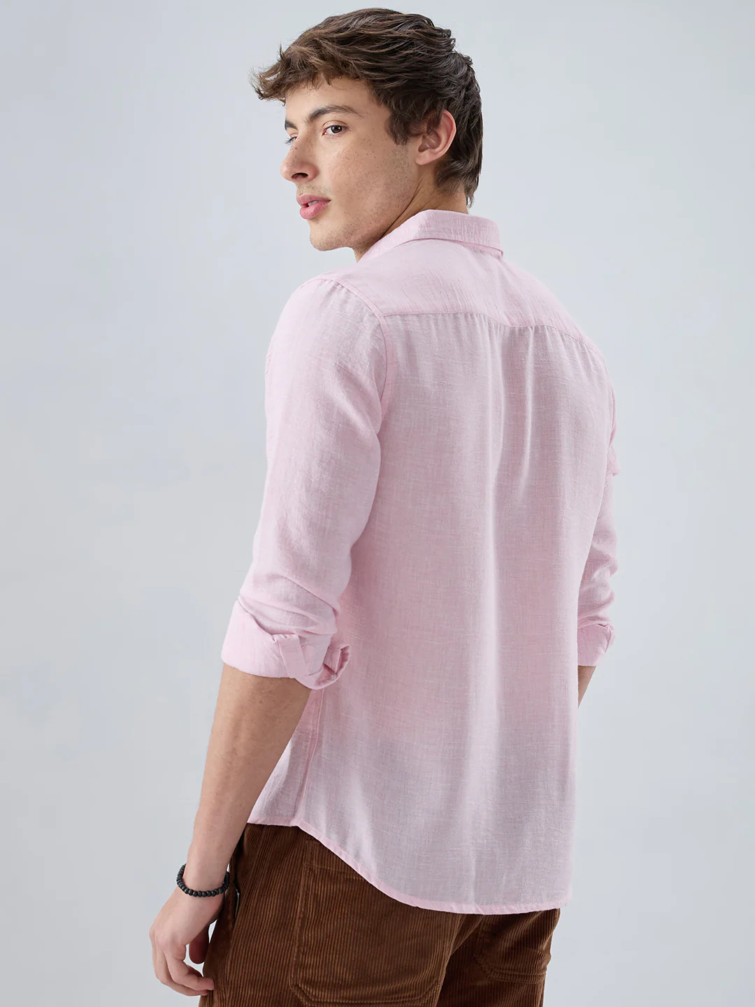 Baby Pink Crinkled Textured Shirt - Image 7