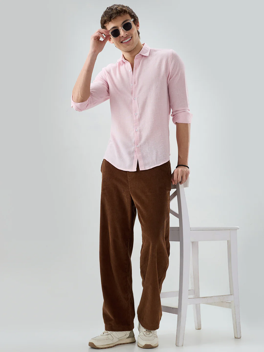 Baby Pink Crinkled Textured Shirt - Image 8