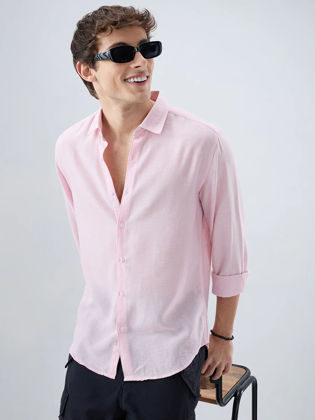 Baby Pink Solid Shirt - Image 4