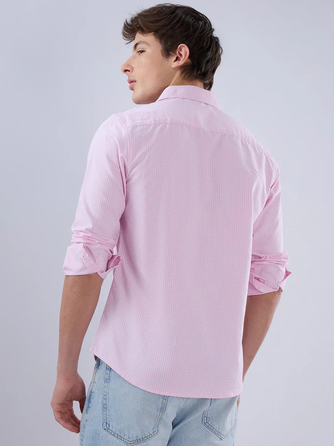 Baby Pink & White Tiny Checkered Oxford Shirt - Image 7