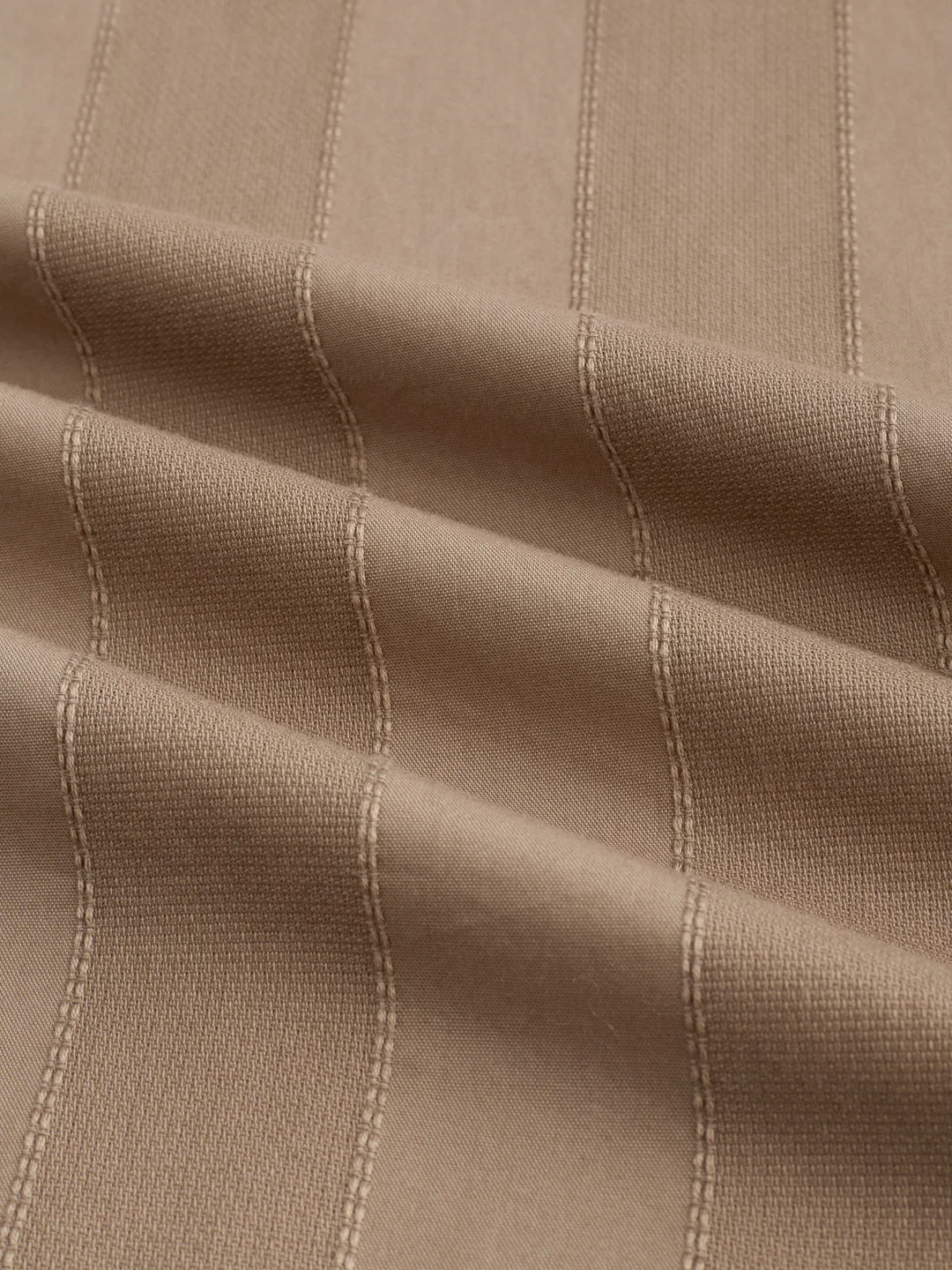 Bark Brown Panel Textured Stand Collar Oversized Shirt - Image 3
