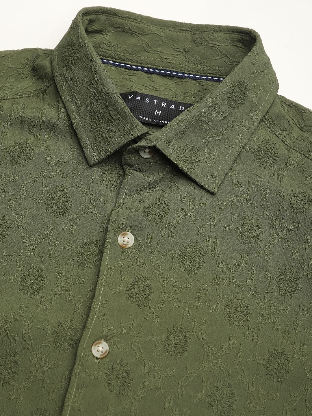 Basil Green Botanical Jacquard Shirt - Image 3
