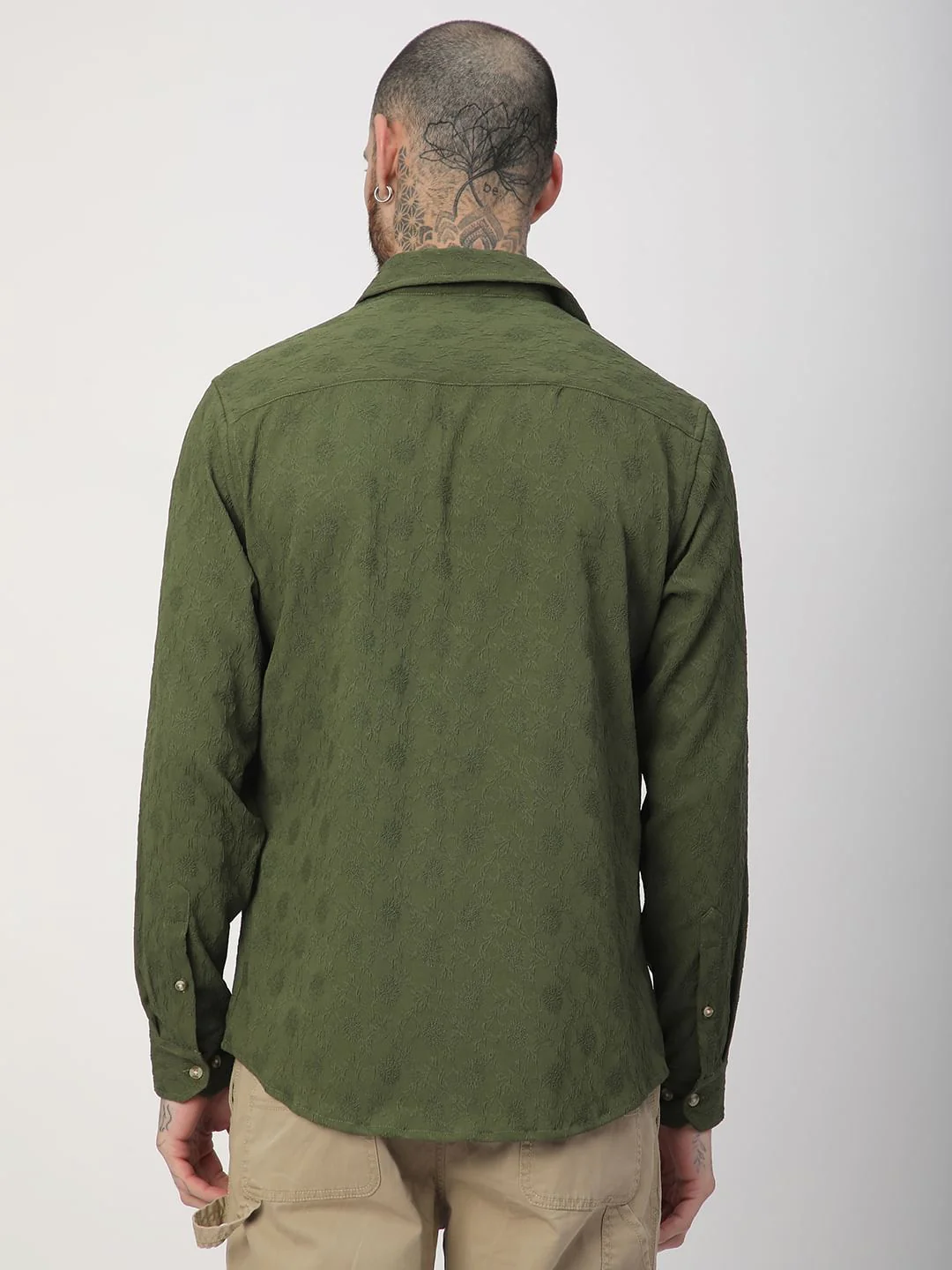 Basil Green Botanical Jacquard Shirt - Image 6