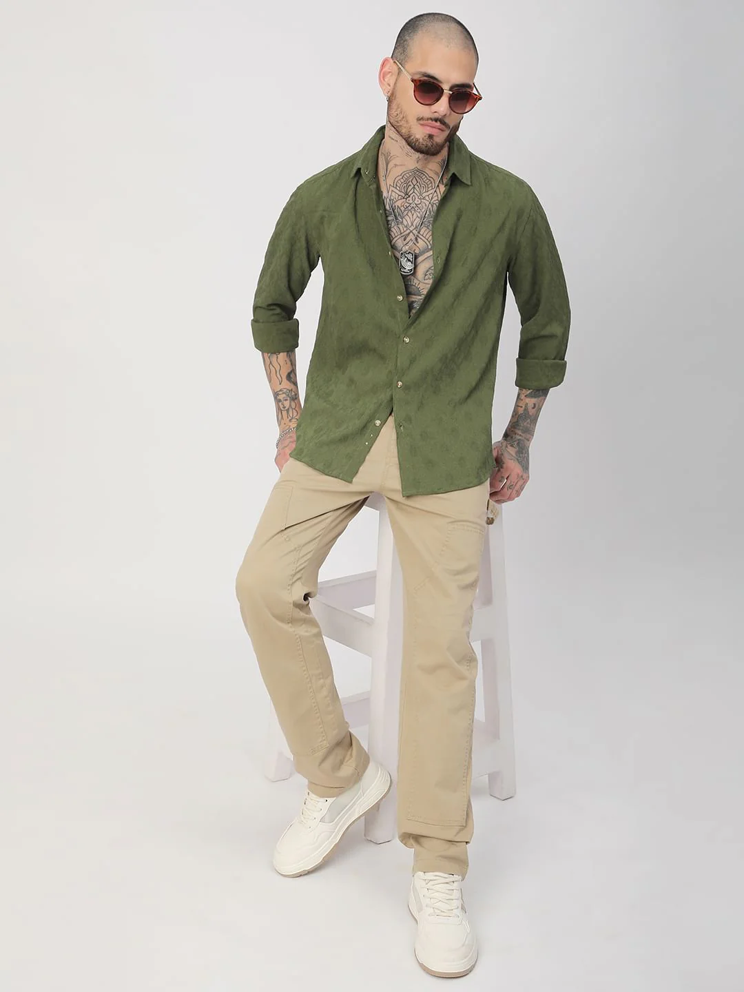 Basil Green Botanical Jacquard Shirt - Image 7