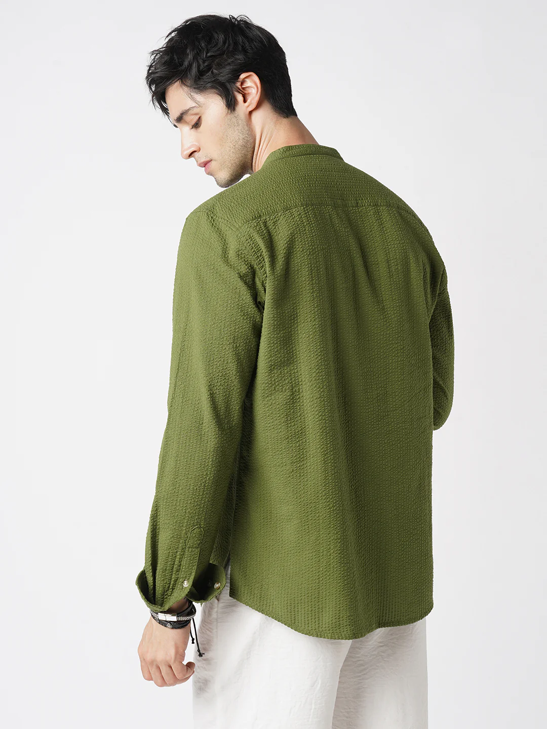 Basil Green Seersucker Kurta - Image 7