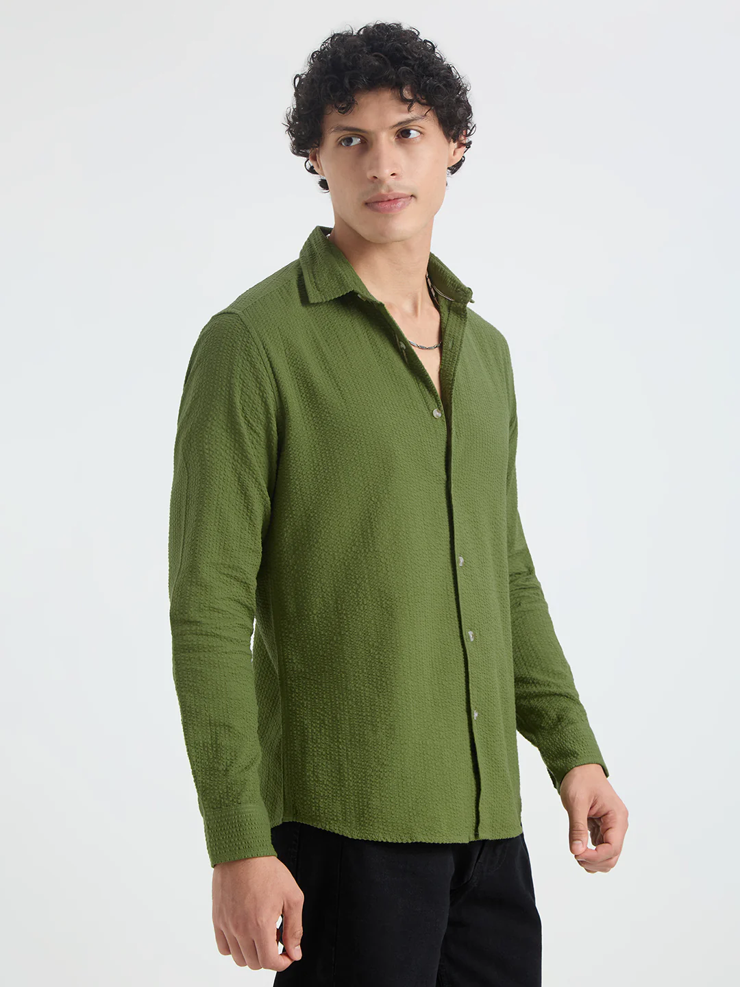 Basil Green Seersucker Shirt - Image 5
