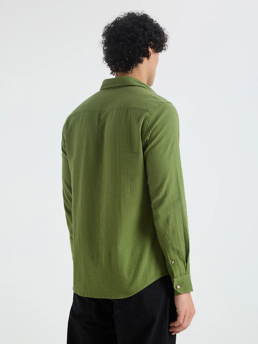 Basil Green Seersucker Shirt - Image 7