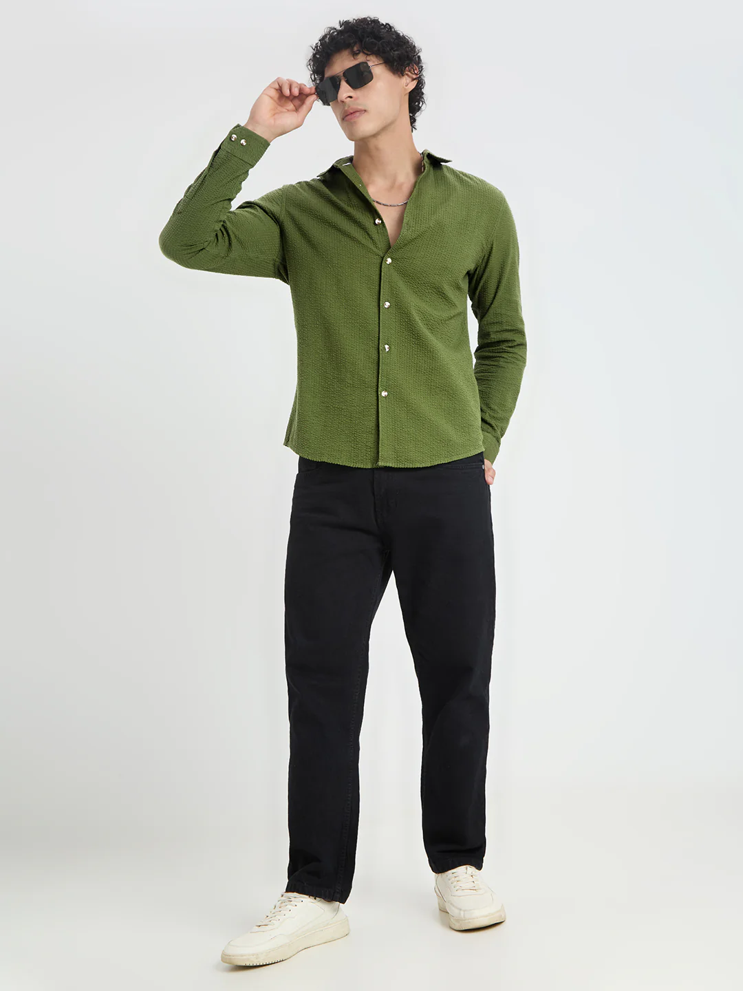 Basil Green Seersucker Shirt - Image 8