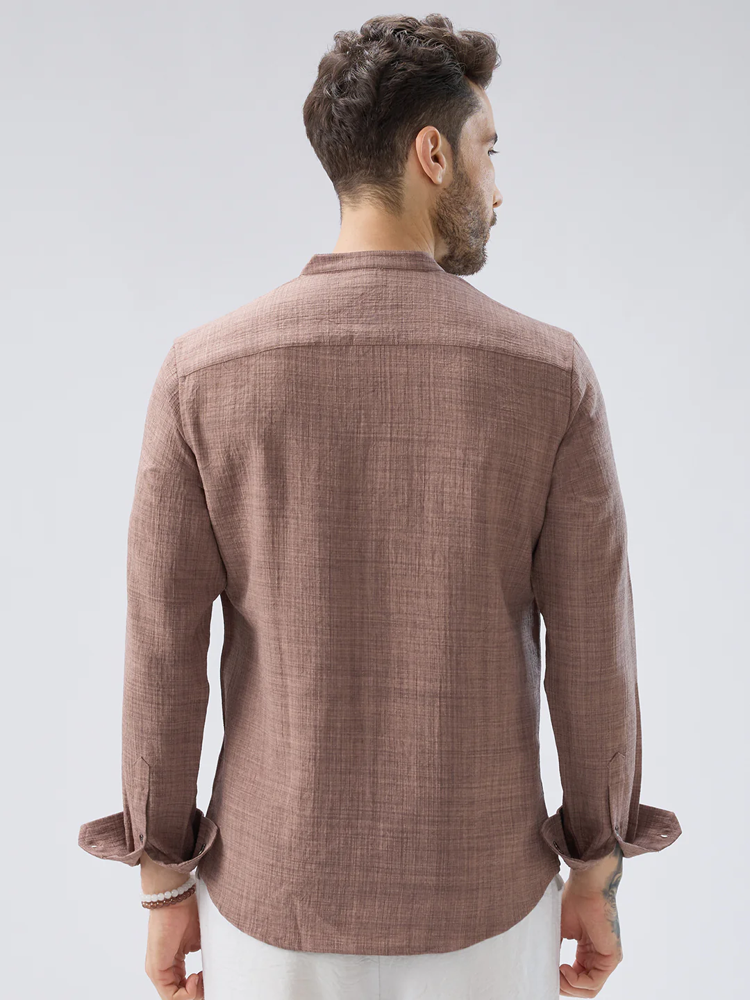 Beaver Brown Slub Textured Kurta - Image 8