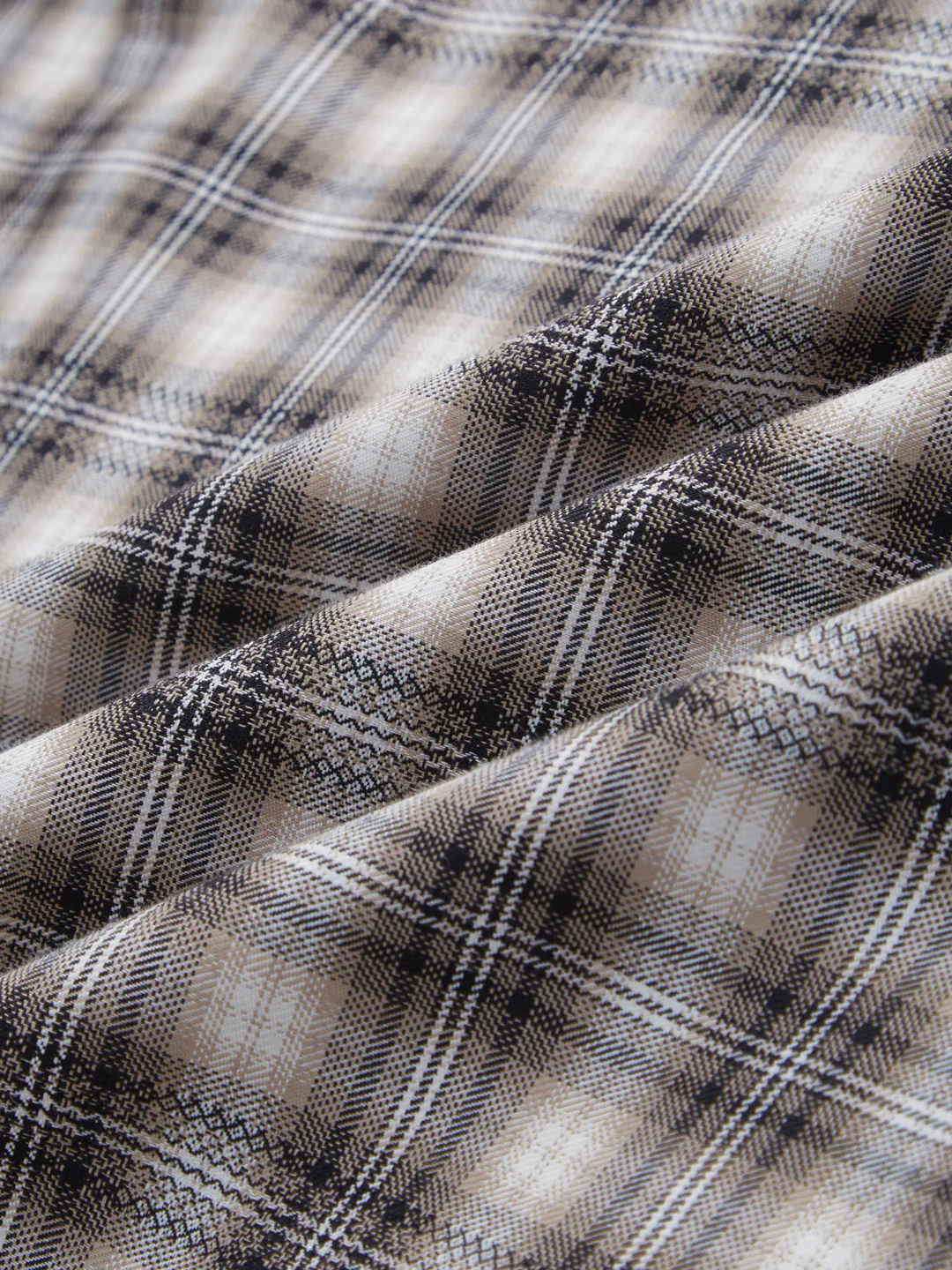 Beige & Black Interlock Plaid Checks Textured Shirt - Image 3