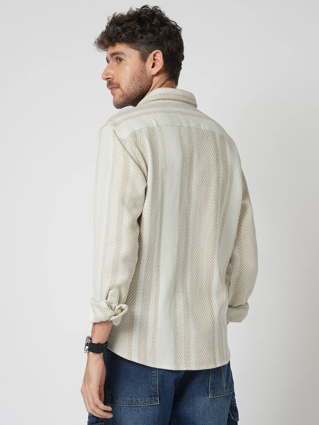 Beige Blaze Tweed Stripes Shirt - Image 7