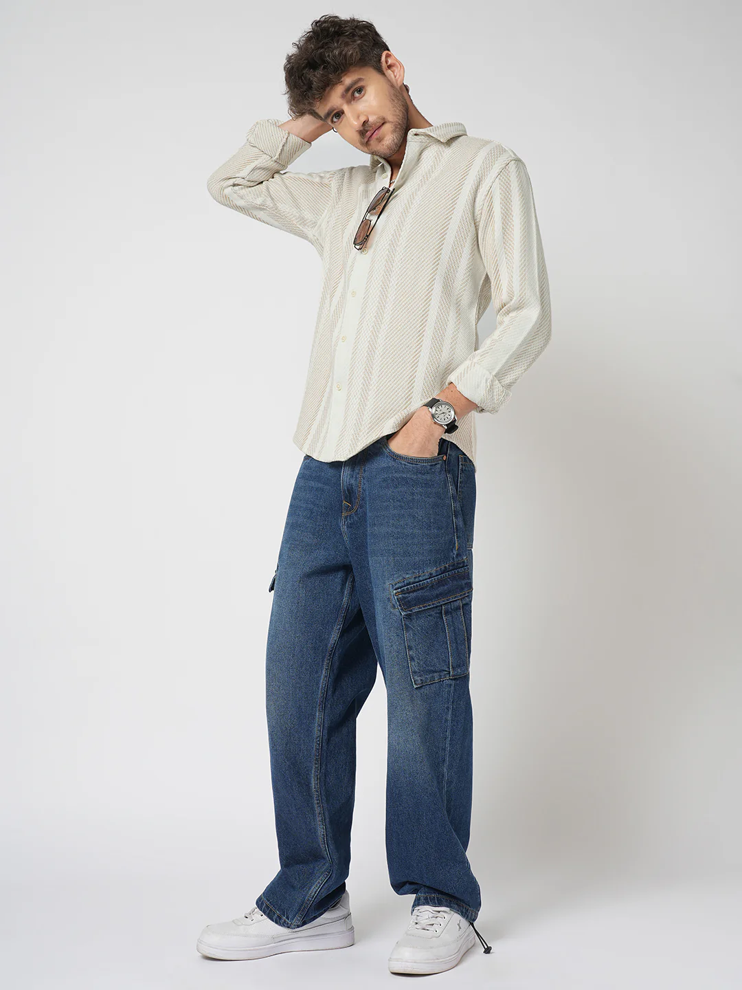 Beige Blaze Tweed Stripes Shirt - Image 8