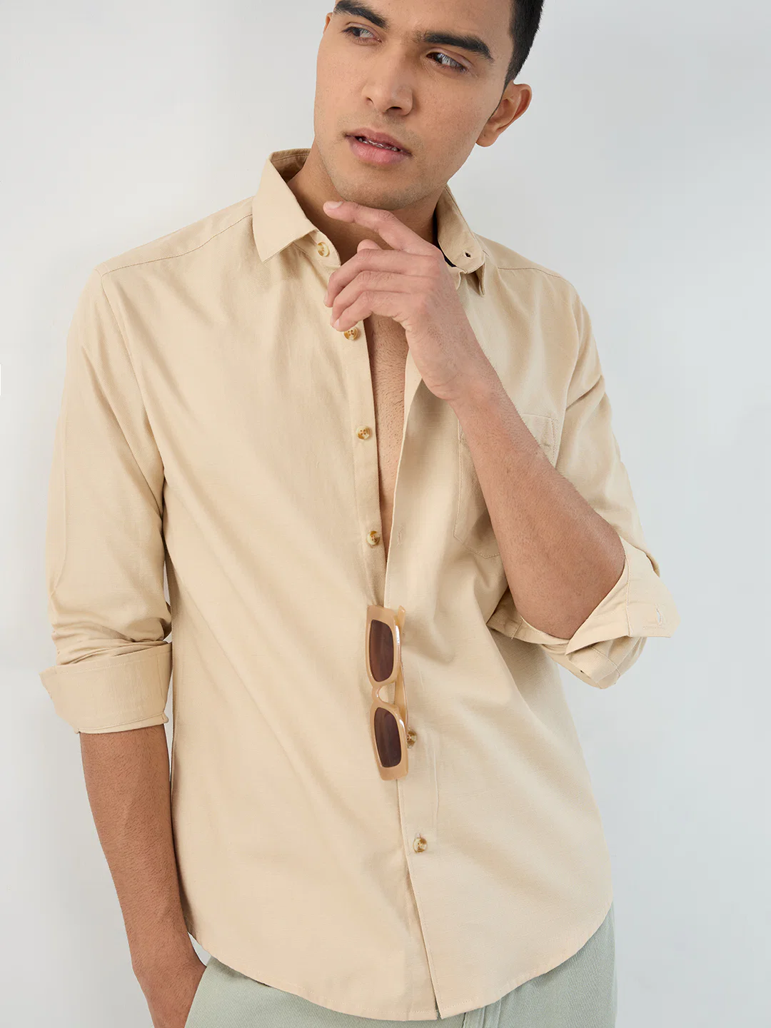 Beige Fineweave Everyday Shirt - Image 2