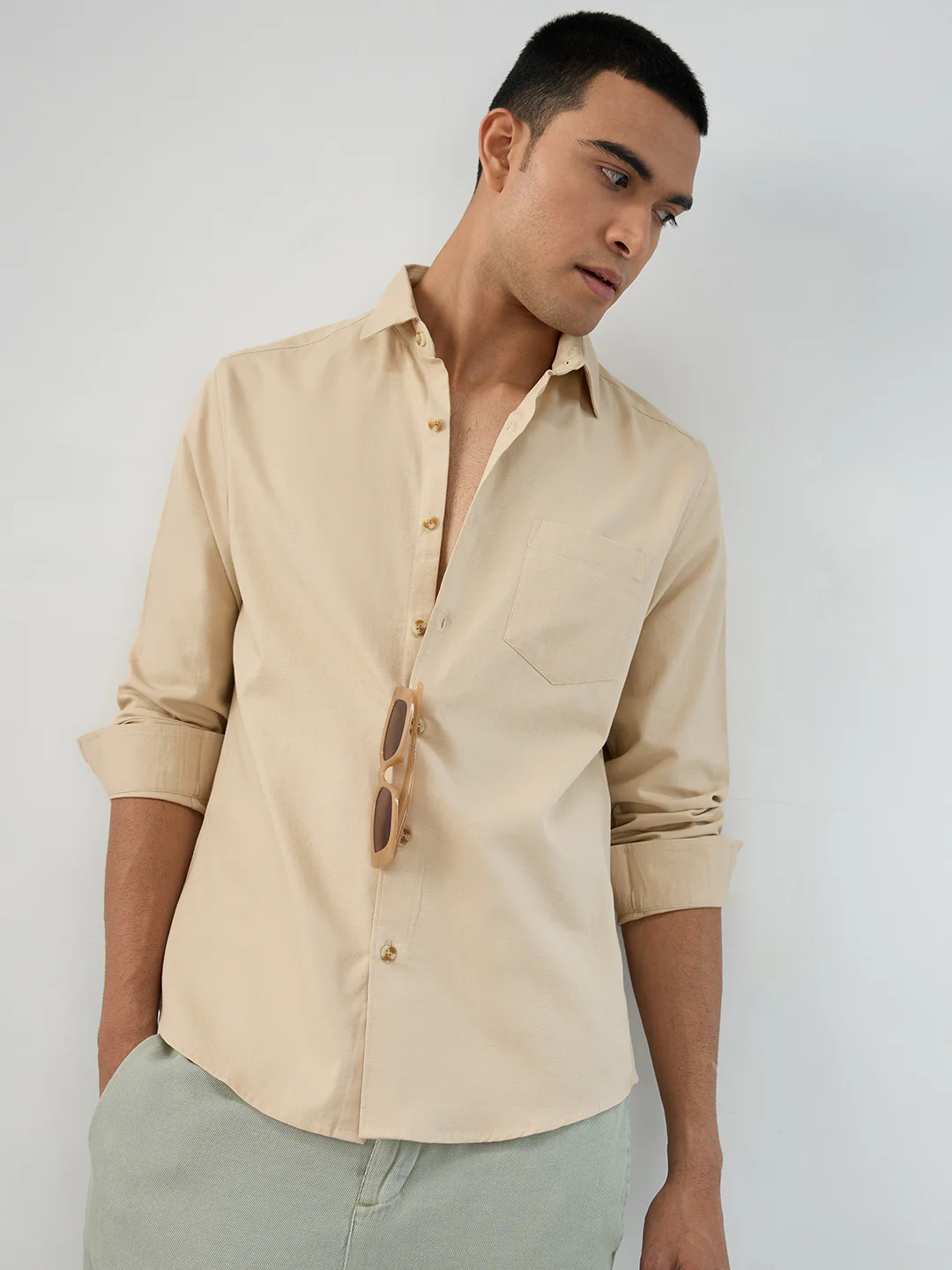 Beige Fineweave Everyday Shirt - Image 4