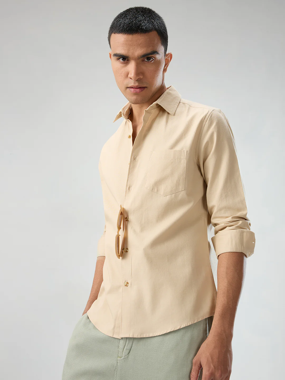 Beige Fineweave Everyday Shirt - Image 5