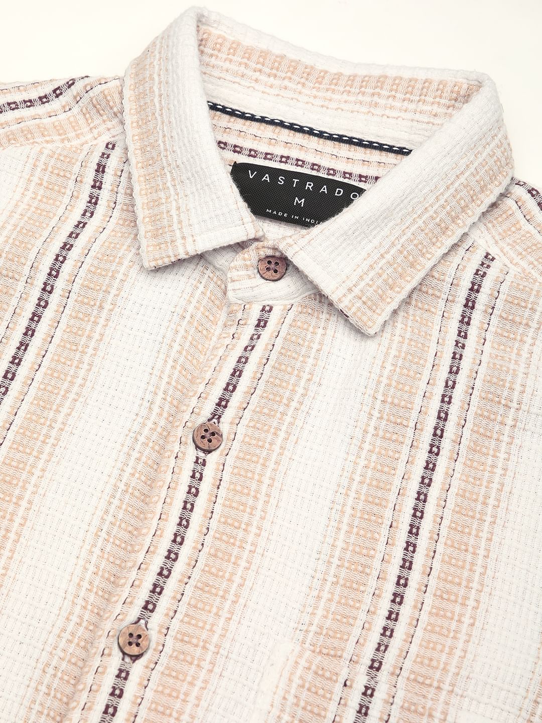 Beige Interweave Broad Striped Shirt - Image 3