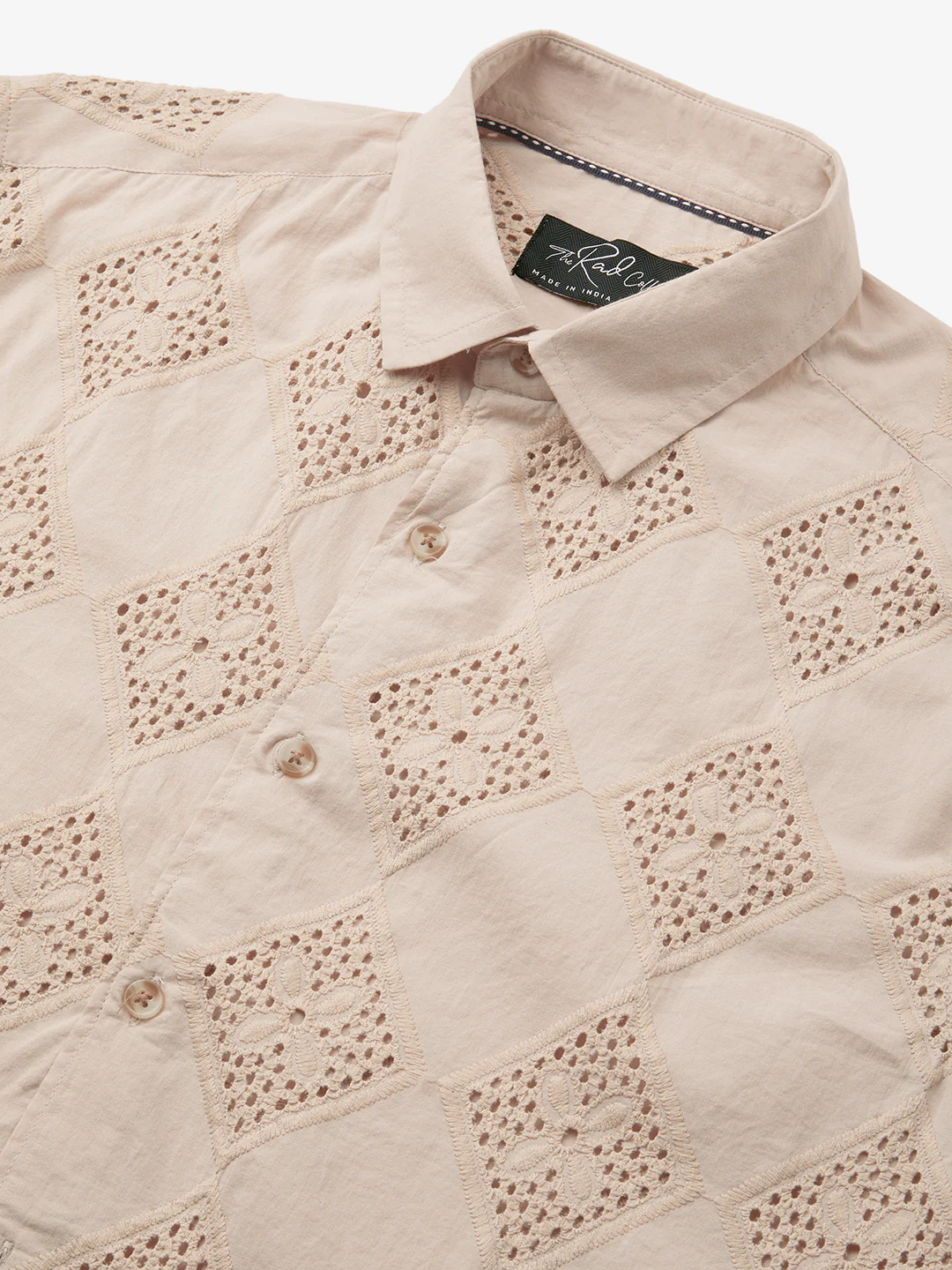 Beige Lozenge Schiffli Shirt - Image 3