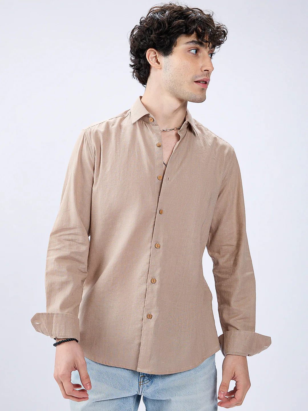 Beige Natural Hue Pure Linen Summer Shirt - Image 4