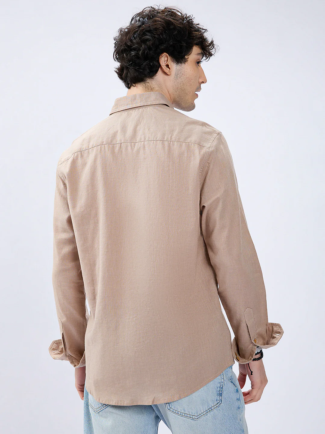Beige Natural Hue Pure Linen Summer Shirt - Image 6
