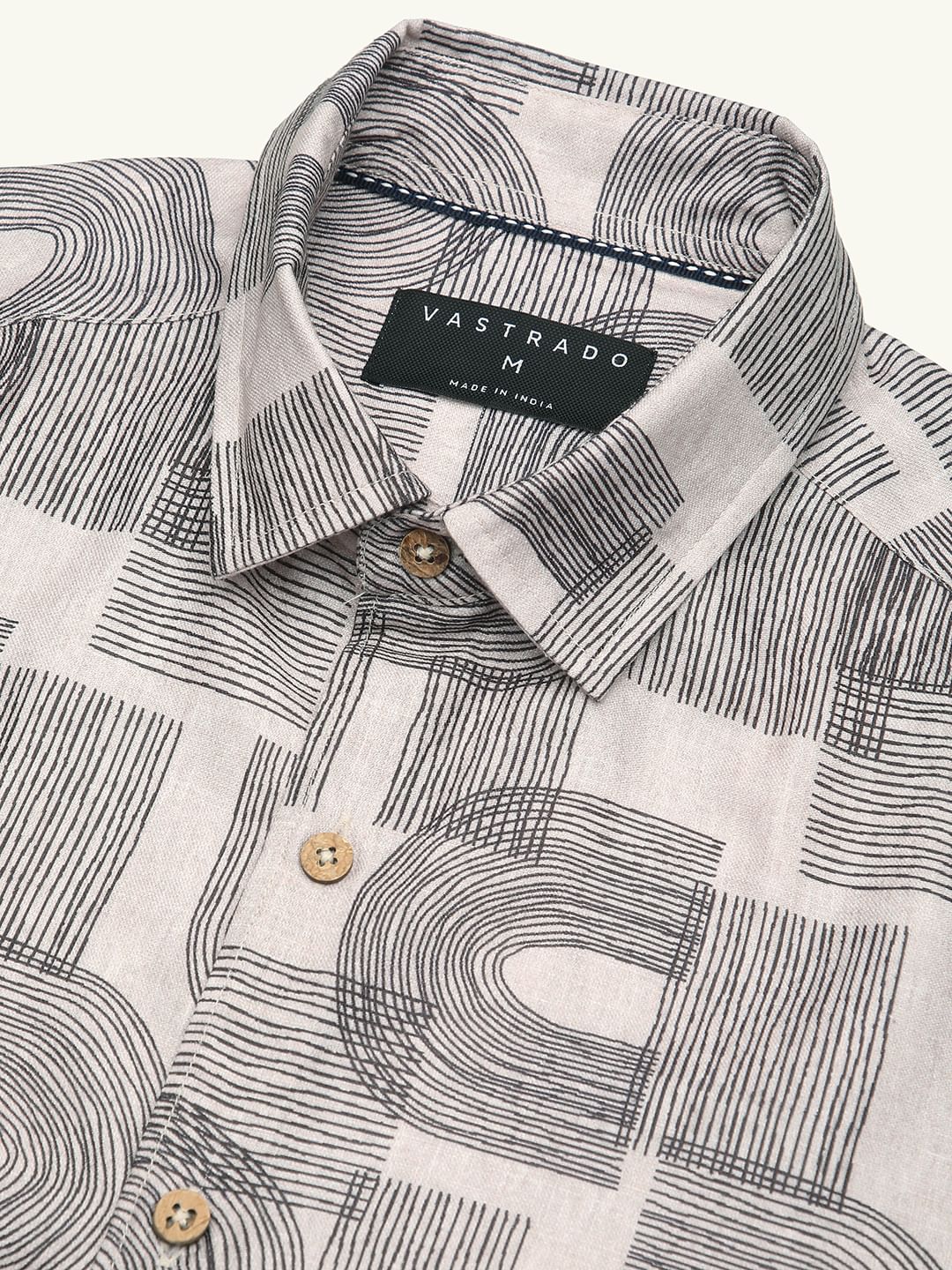 Beige & Navy Abstract Printed Shirt - Image 3